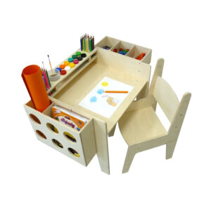 bureau réglable en bois pour enfants avec organiseurs